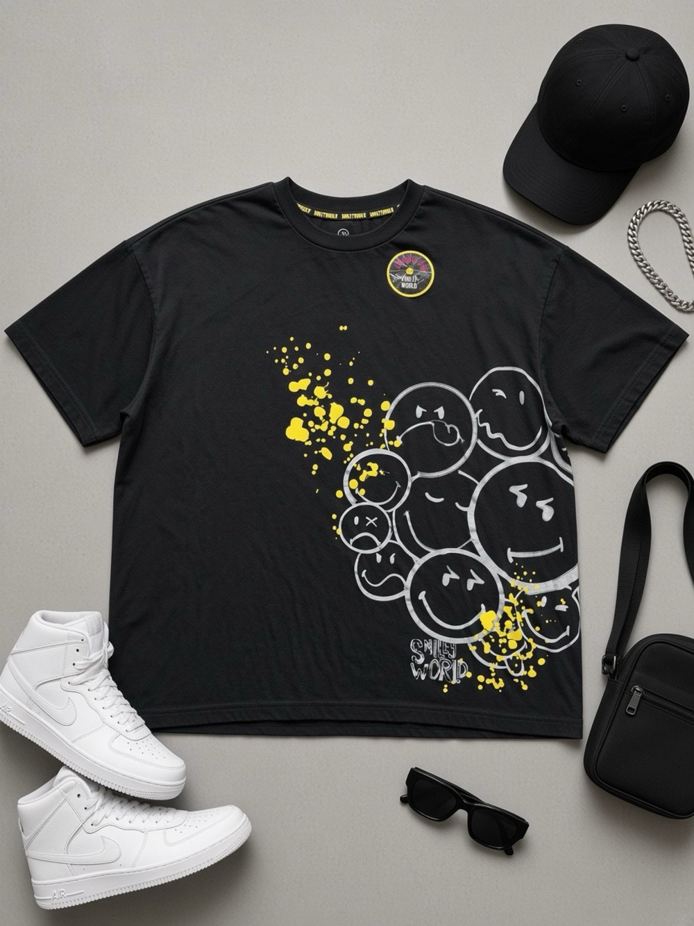 SmileyWorld Infinite Possibilities Graphic Tee Black | Size XL